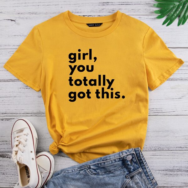 

Slogan Graphic Short Sleeve Tee, Yellow