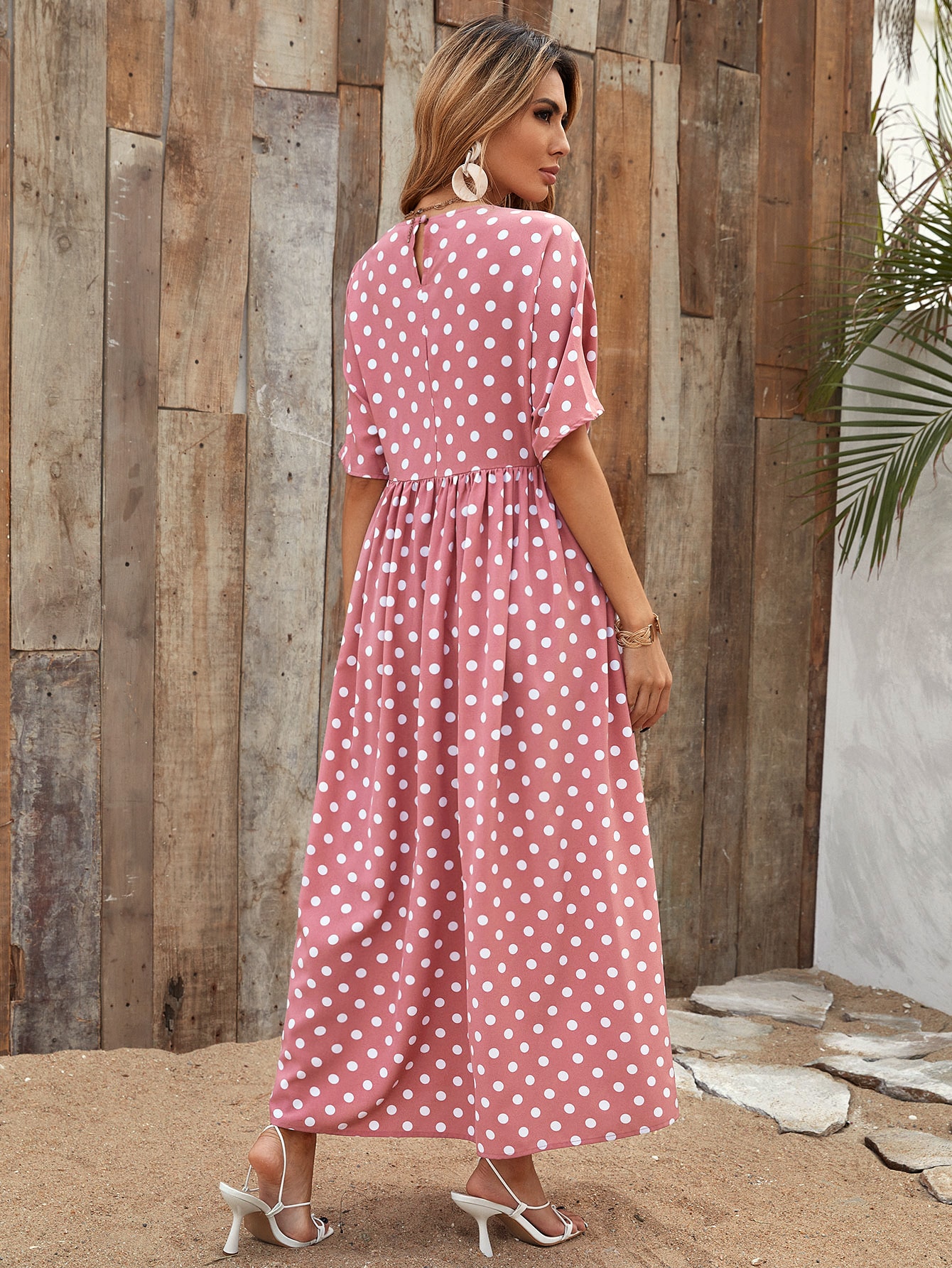 open lace back dress Polka Dot Strapless Dress– pītusa main image 1