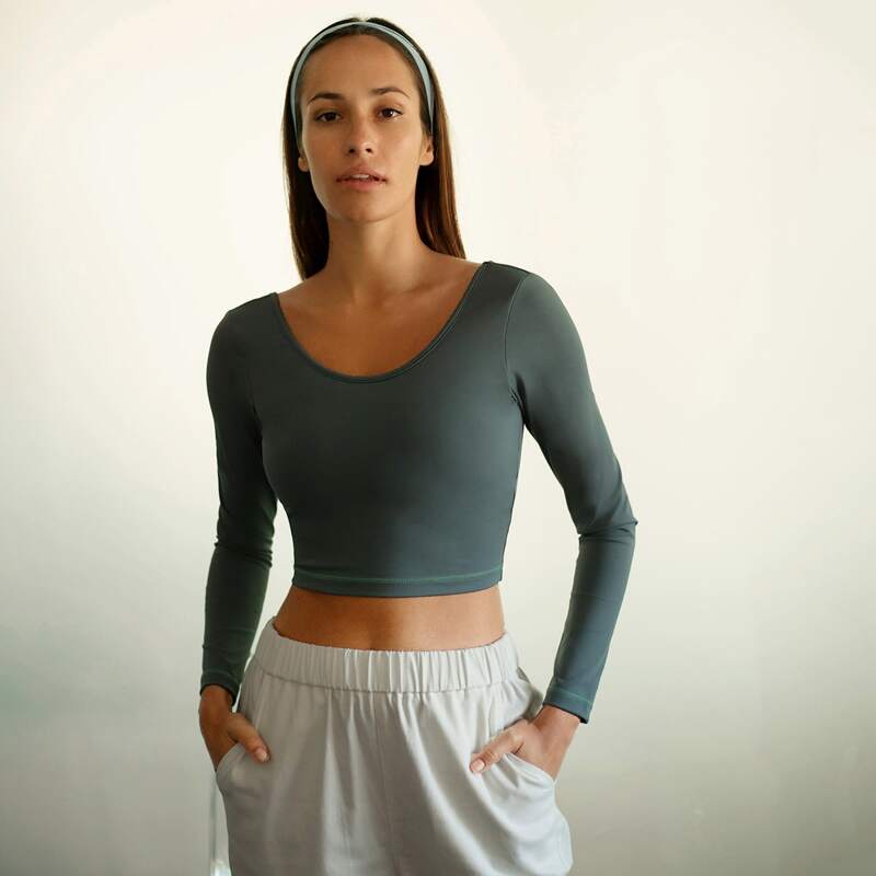 

Solid Crop Slim Tee, Dark green