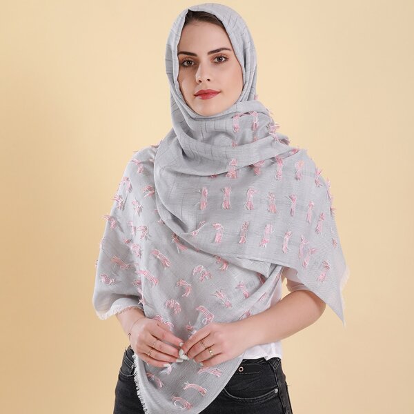 

Raw Hem Scarf, Grey