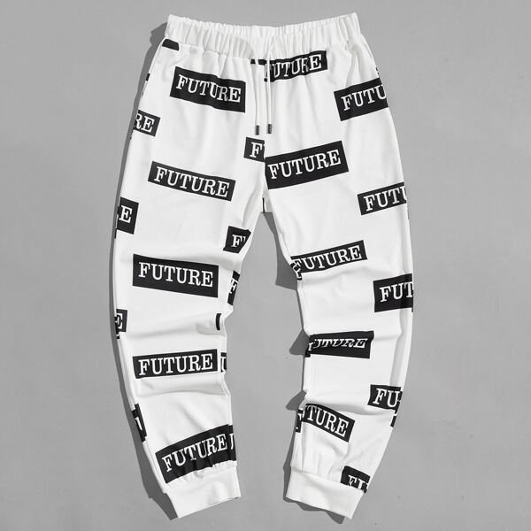 

Men Letter Graphic Sweatpants, White
