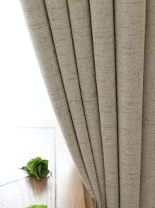 1 件简约流星图案亚麻遮光窗帘，适用于阳台、卧室 - 駝色 - 查看 12