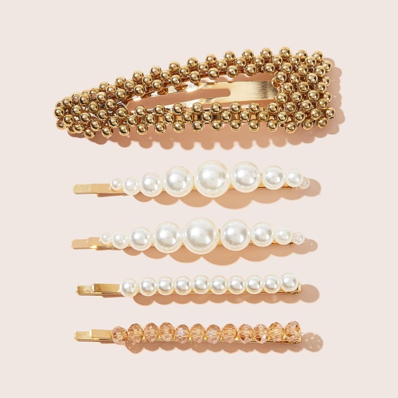 

5pcs Faux Pearl Hair Clip, Multicolor