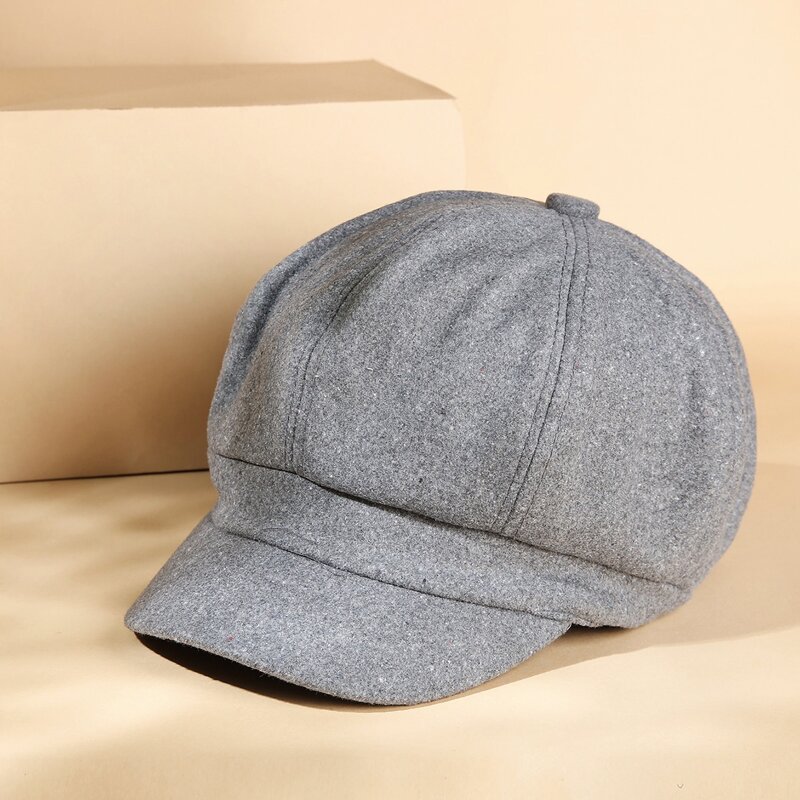 

Solid Baker Boy Hat, Grey