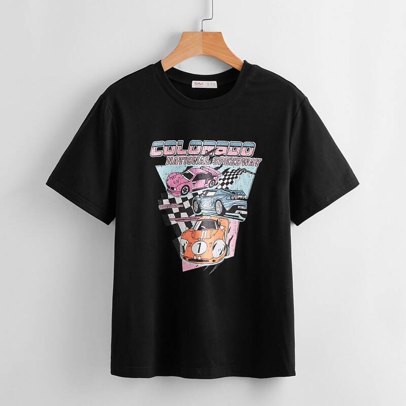 

Letter Car Graphic Tee, Black
