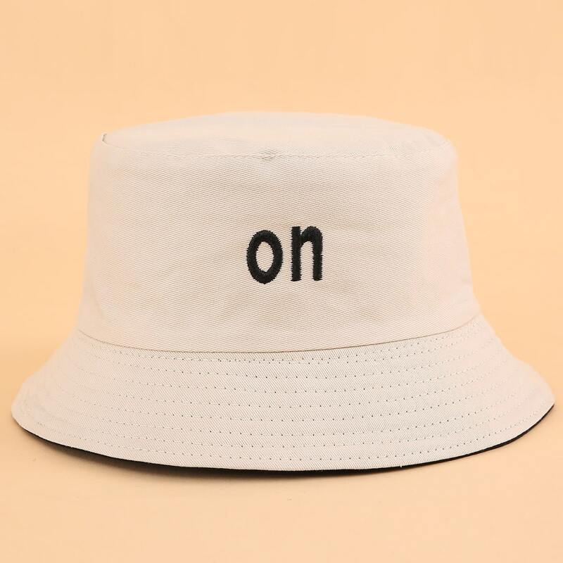 

Letter Embroidery Bucket Hat, Beige