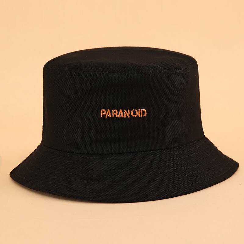 

Letter Embroidery Bucket Hat, Black