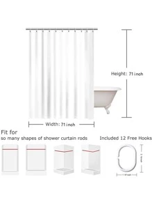 标语图案浴帘，简约防水浴室窗帘，适合家居装饰家居浴室装饰夏季 - 黑與白 - 查看 4