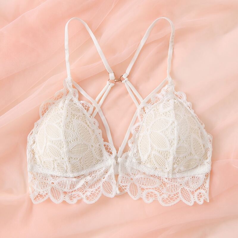 

Floral Lace Bralette, White