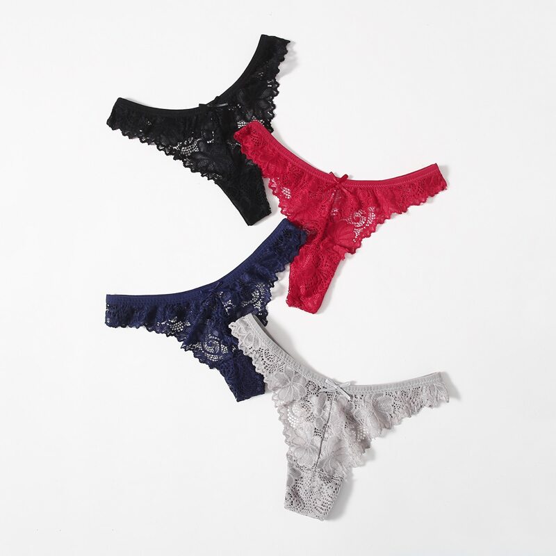 

4pack Floral Lace Thong Set, Multicolor