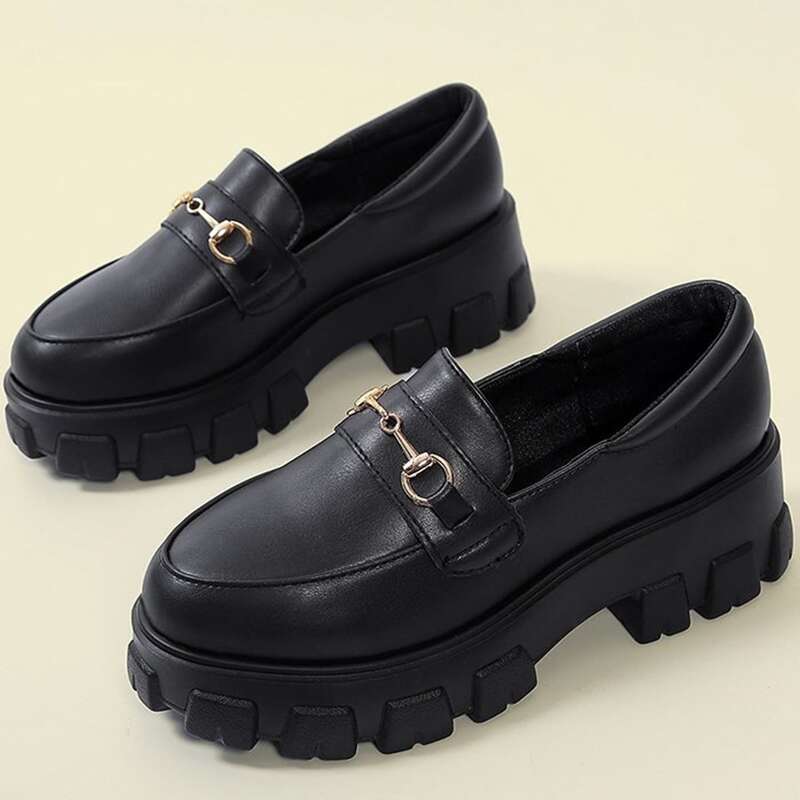

Slip On Platform Loafers, Black