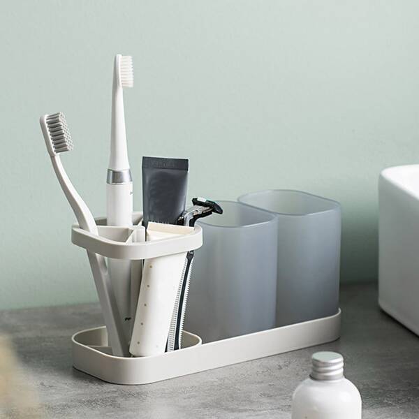 

1pc Toothbrush Holder & 2pcs Gargle Cup, Grey