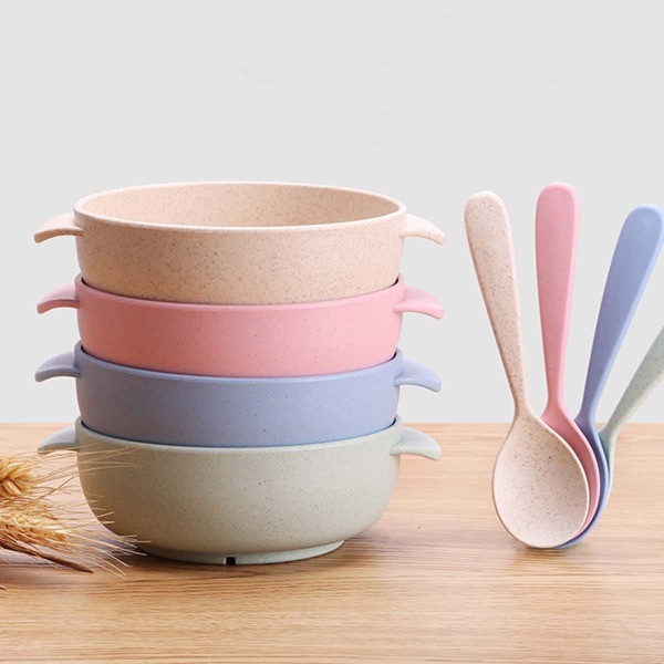 

1pc Random Color Bowl With Spoon, Multicolor