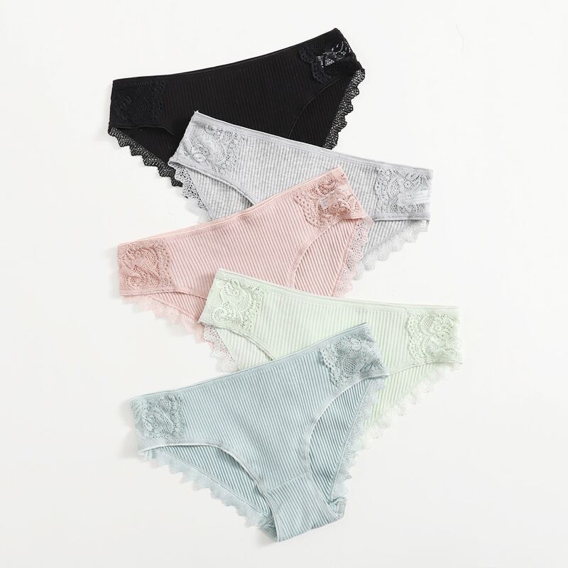 

5pack Contrast Lace Panty Set, Multicolor