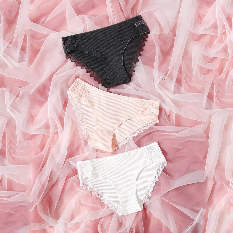 

3pack Contrast Lace Panty Set, Multicolor