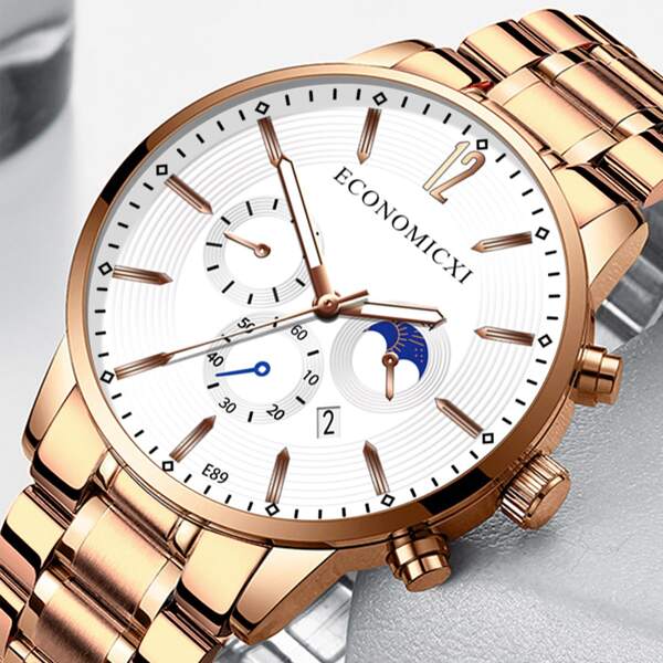 

Men Triple Dial Date Round Pointer Quartz Watch