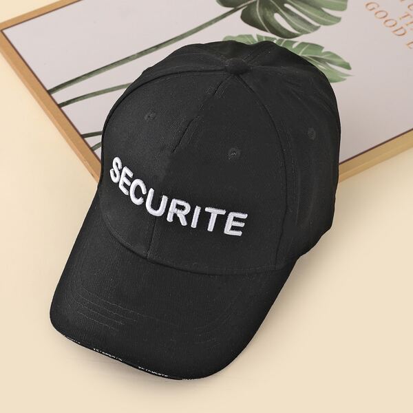 

Letter Embroidery Baseball Cap, Black