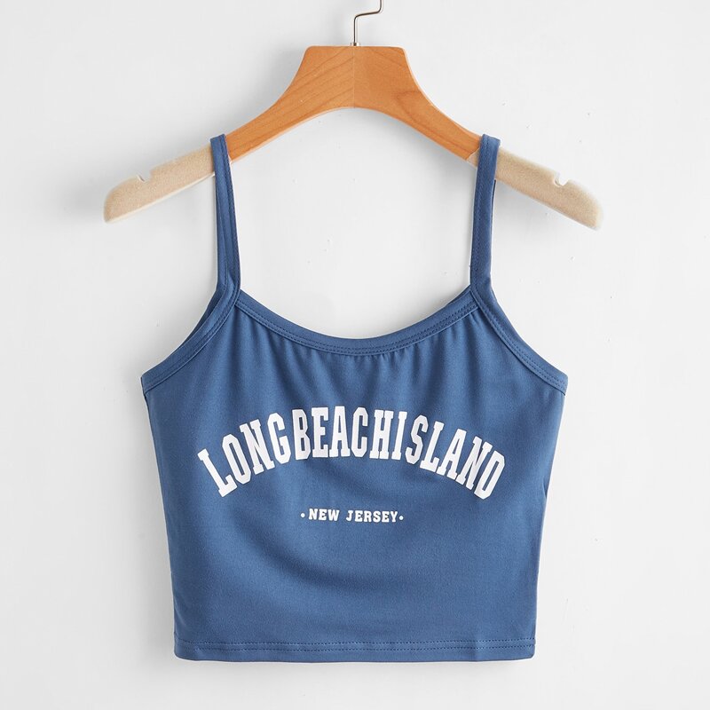 

Letter Crop Cami, Dusty blue
