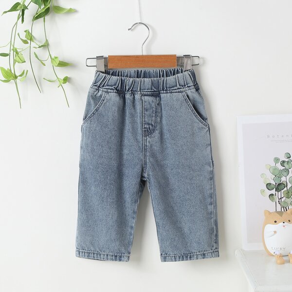 

Toddler Boys Elastic Waist Jeans, Medium wash