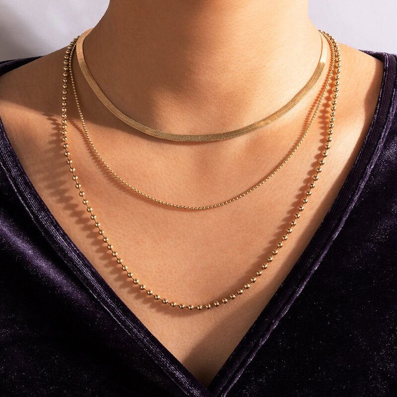 

Minimalist Layered Necklace, Gold