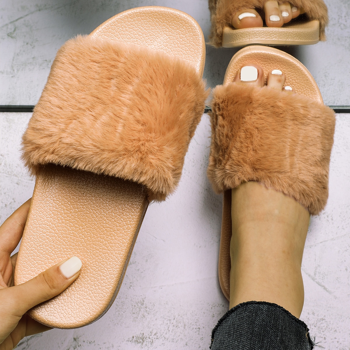 Одноцветный Модный Тапочки и вьетнамки