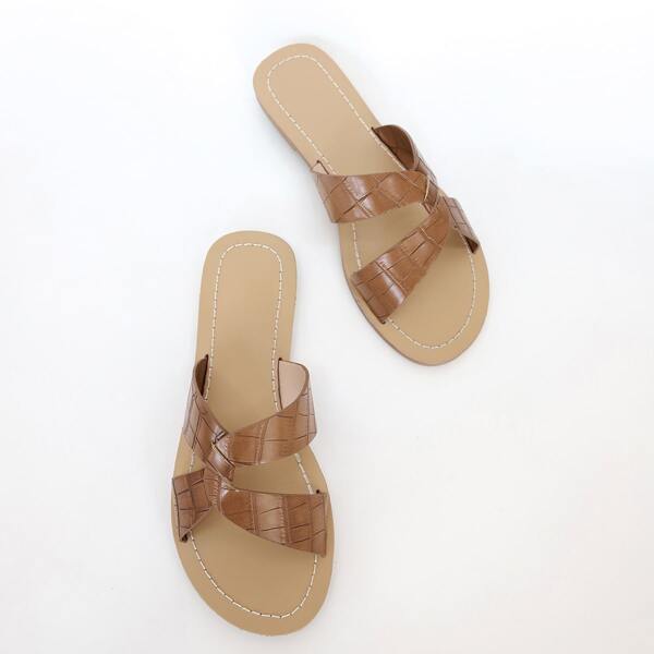 

Twist Slide Sandals, Brown