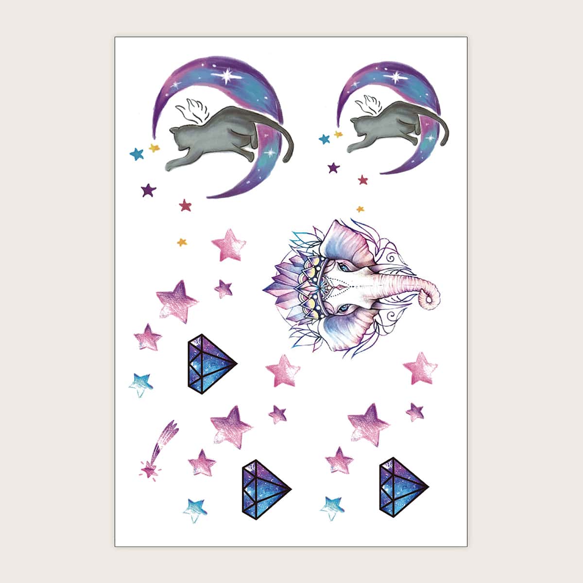 

1sheet Cartoon Elephant Tattoo Sticker, Multicolor