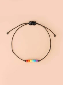 2pcs LGBT Bead Decor Bracelet - Black - View 3