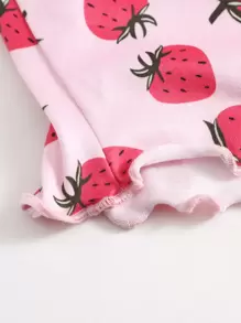 SHEIN EZwear 滿版草莓圖案生菜邊吊帶上衣 - 彩色 - 查看 5