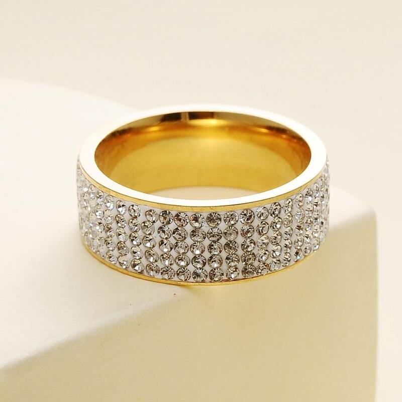 

Rhinestone Band Ring, Silver