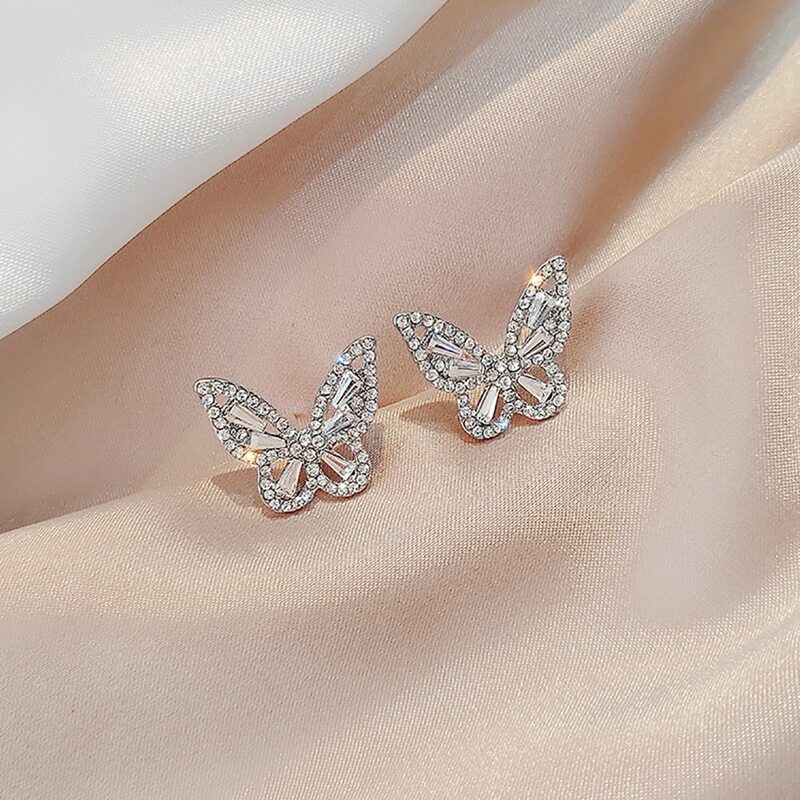 

Crystal Butterfly Stud Earrings, Silver