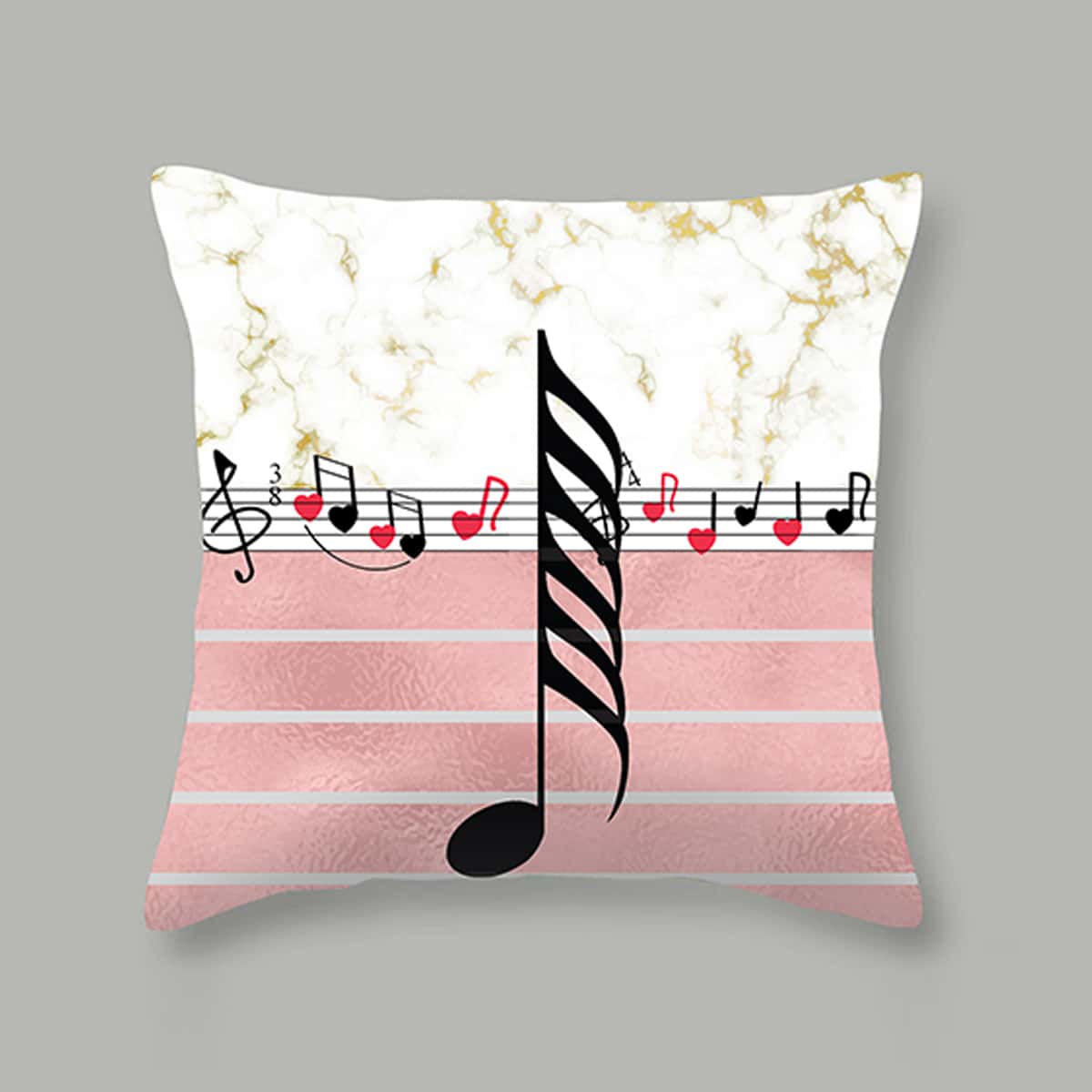 

Music Notes Print Cushion Cover Without Filler, Multicolor