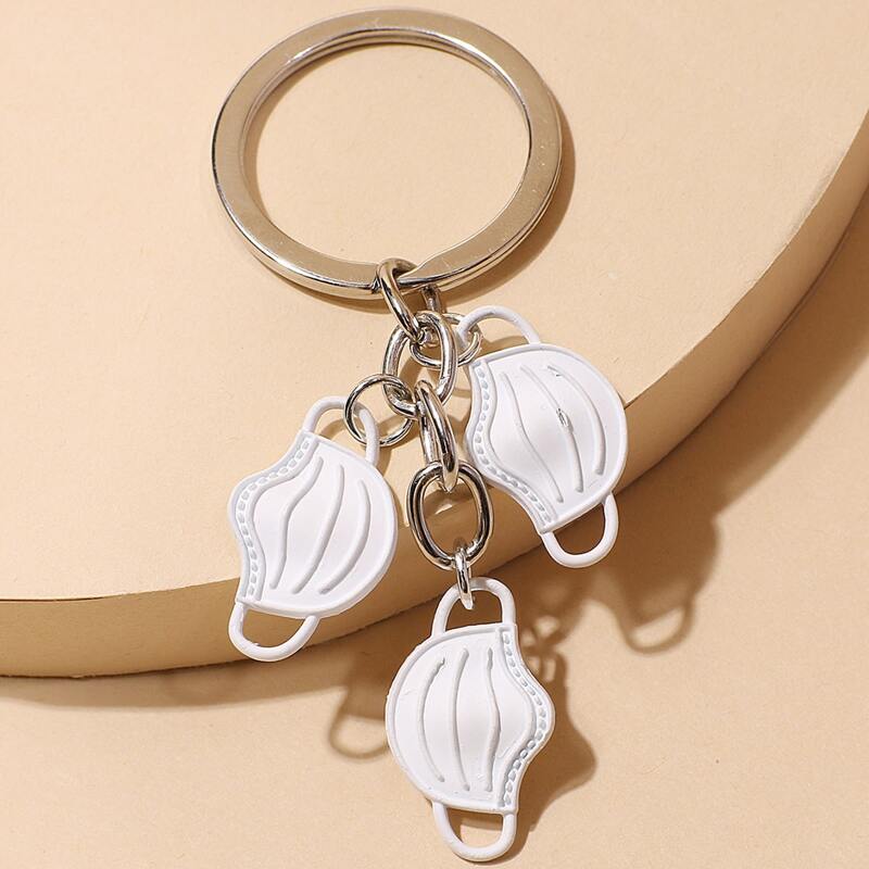 

Face Mask Charm Keychain, White