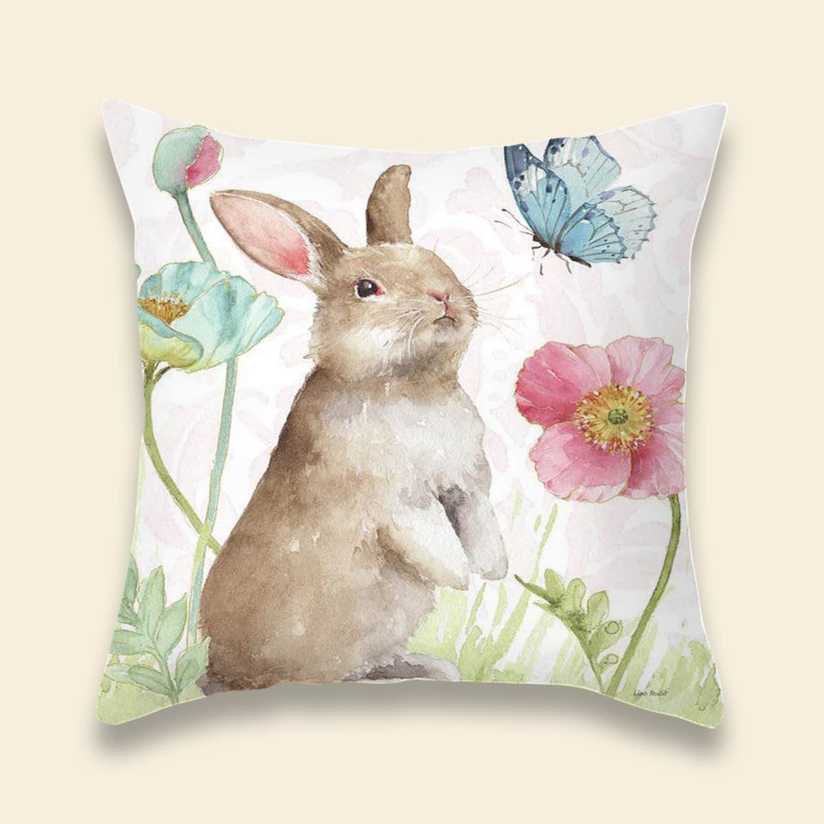 

Rabbit Print Cushion Cover Without Filler, Multicolor