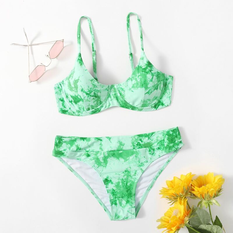 

Tie Dye Push Up Bikini Swimsuit, Green
