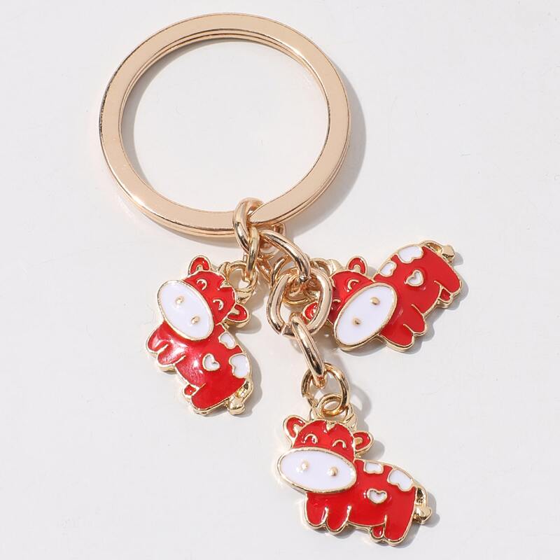 

Cow Charm Keychain, Red