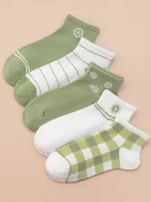 5pairs Striped Ankle Socks - Multicolor - View 1