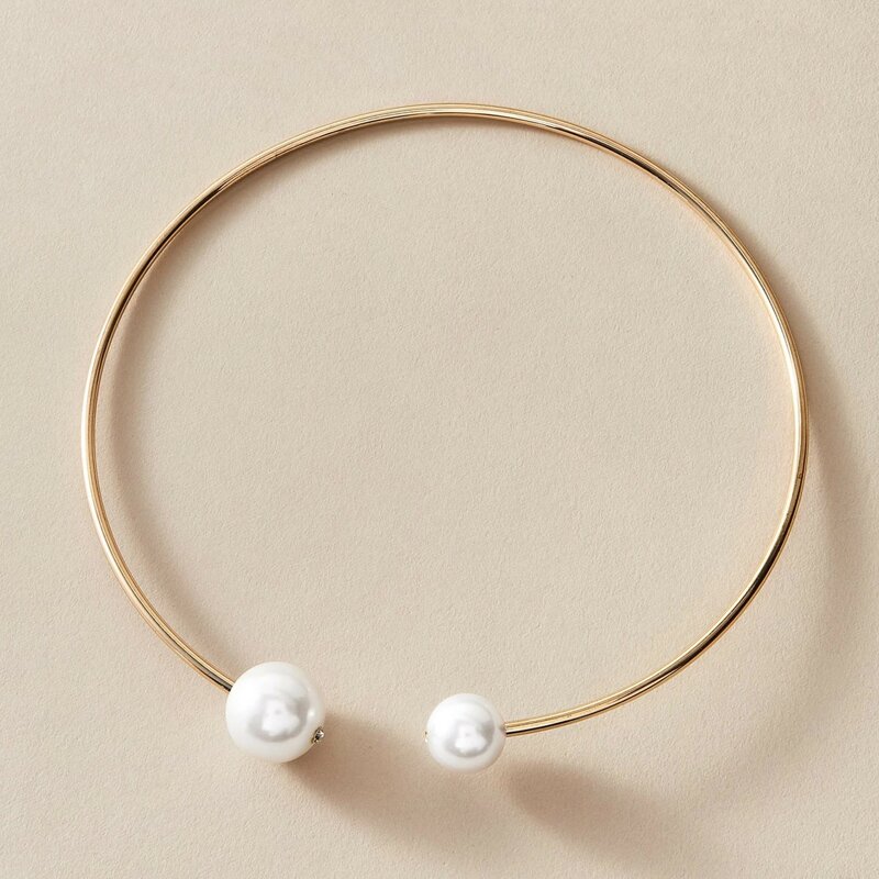 

Faux Pearl Decor Necklace, Gold