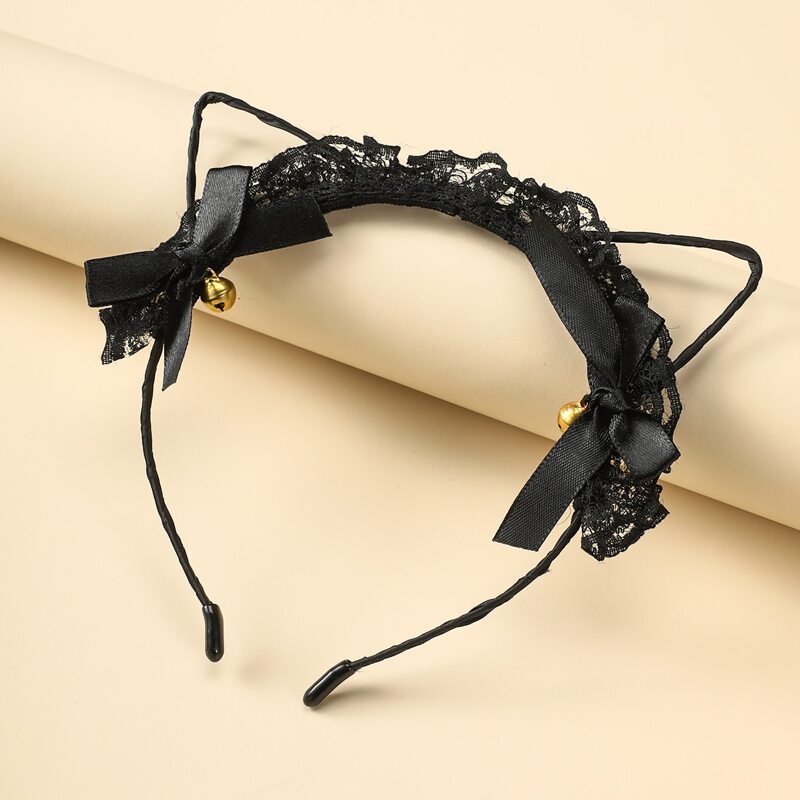 

Lace Cat Ear Headband, Black