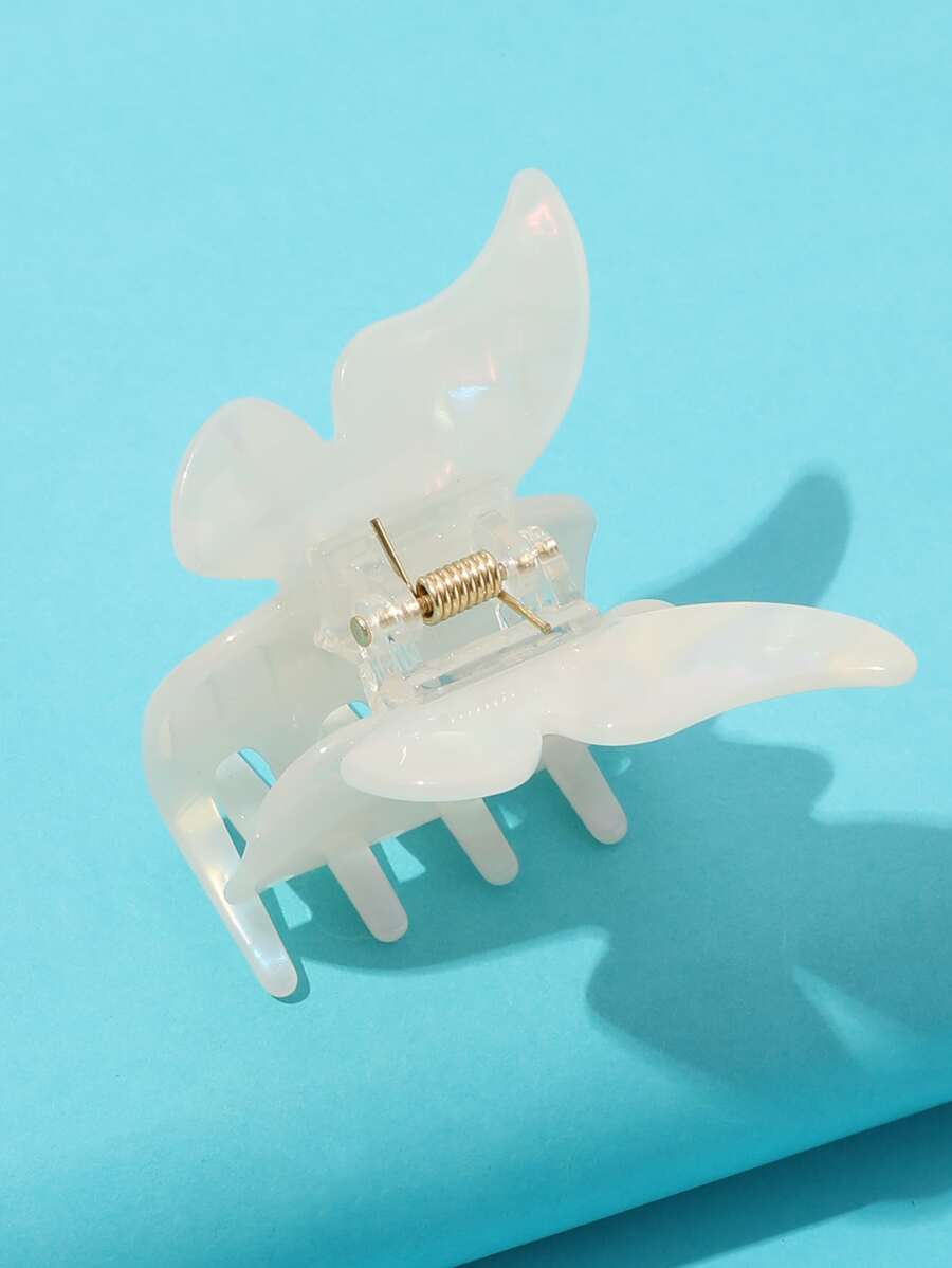 Butterfly Design Hair Claw - White - View 1