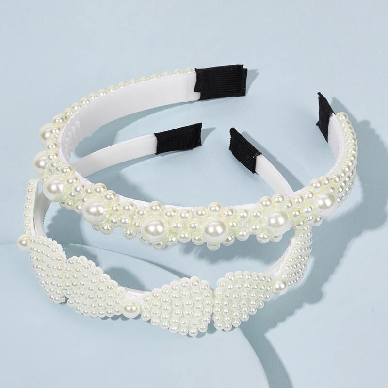 

2pcs Faux Pearl Headband, White