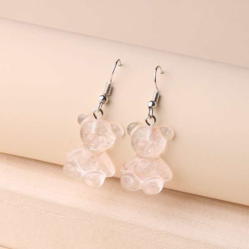 

Glitter Bear Drop Earrings, Beige