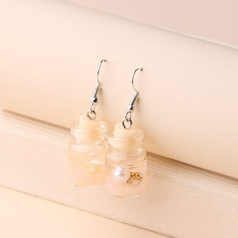 

Faux Pearl & Shell Bottle Drop Earrings, Beige