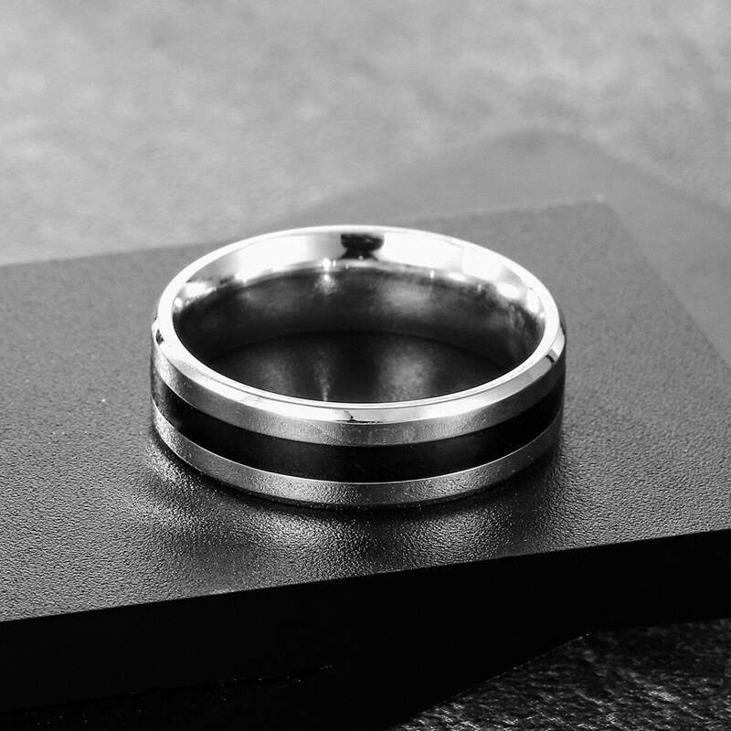 

Guys 1pc Simple Ring, Black and white