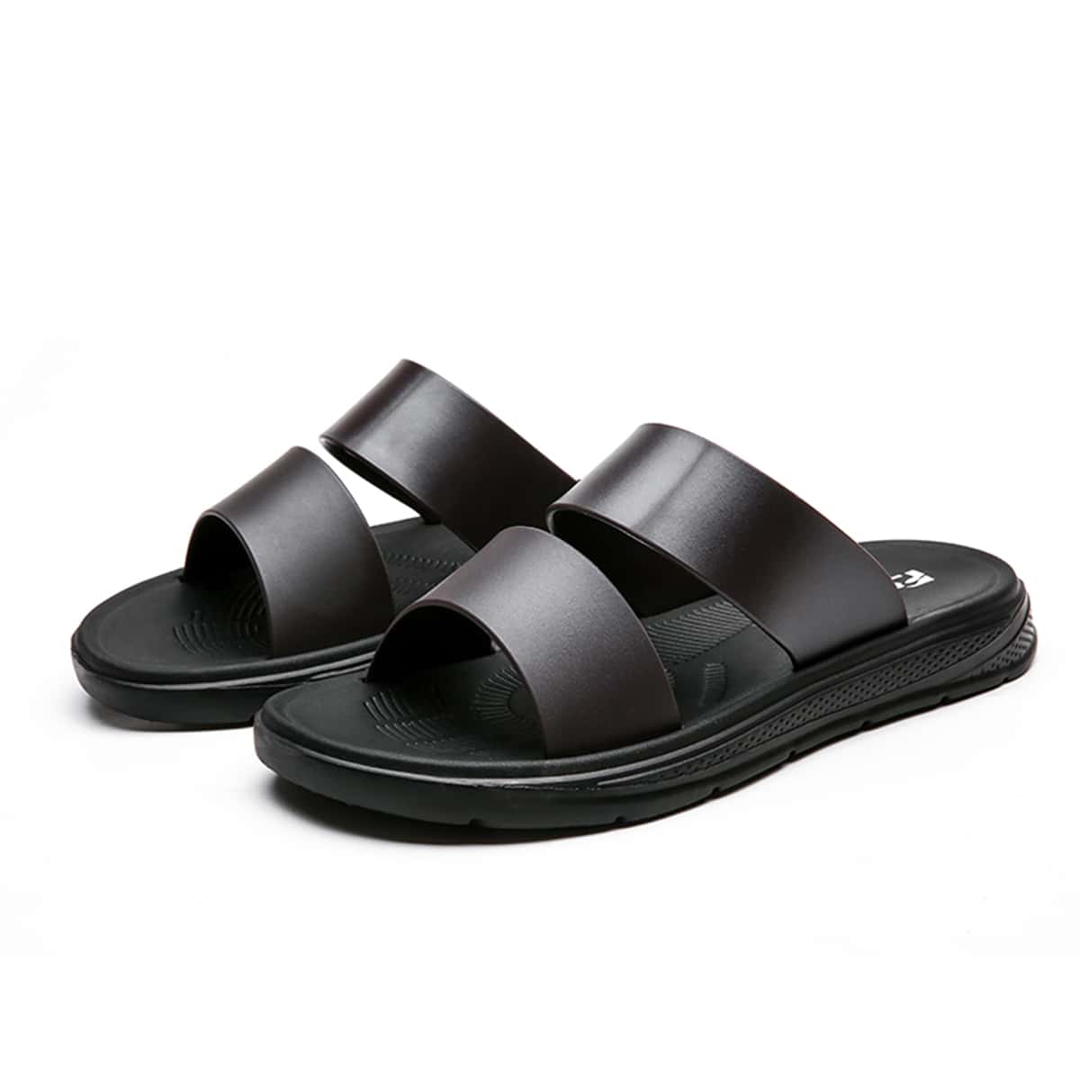 

Guys Double Band Slides, Chocolate brown
