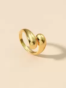 極簡風格開口戒指 - 金黃色 - 查看 2