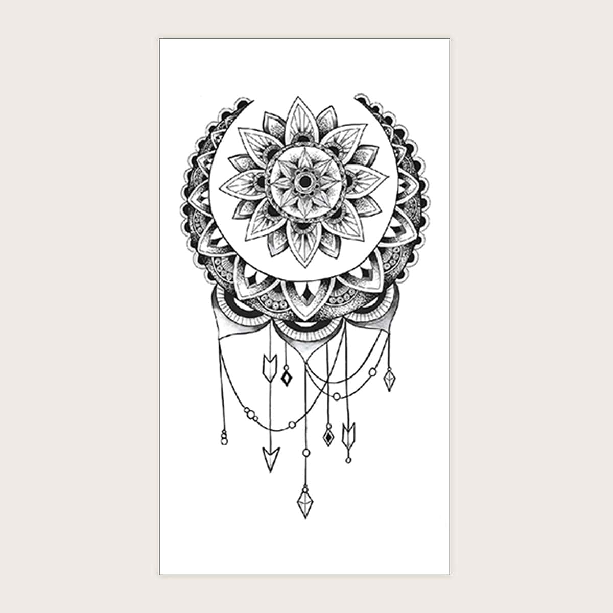 

1sheet Flower Pattern Tattoo Sticker, Black