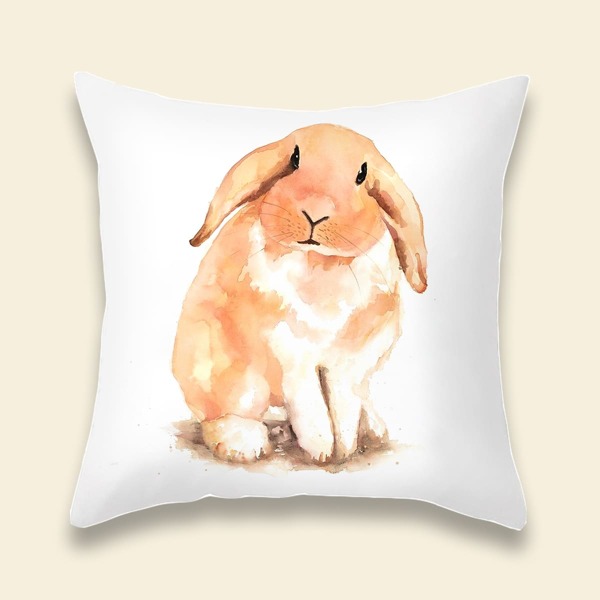 

Rabbit Print Cushion Cover Without Filler, Multicolor