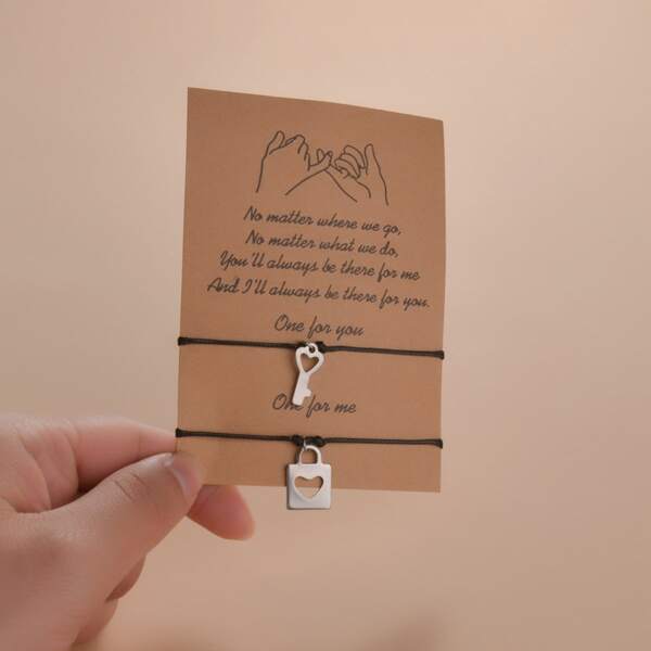 

2pcs Key Charm Bracelet, Black
