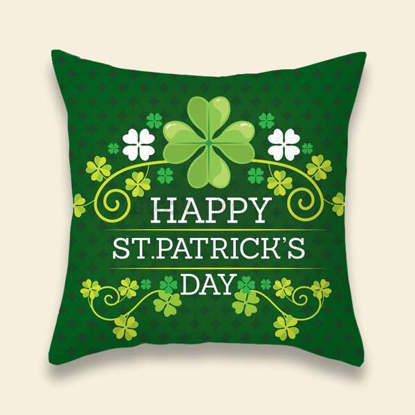 

Saint Patrick's Day Print Cushion Cover Without Filler, Multicolor